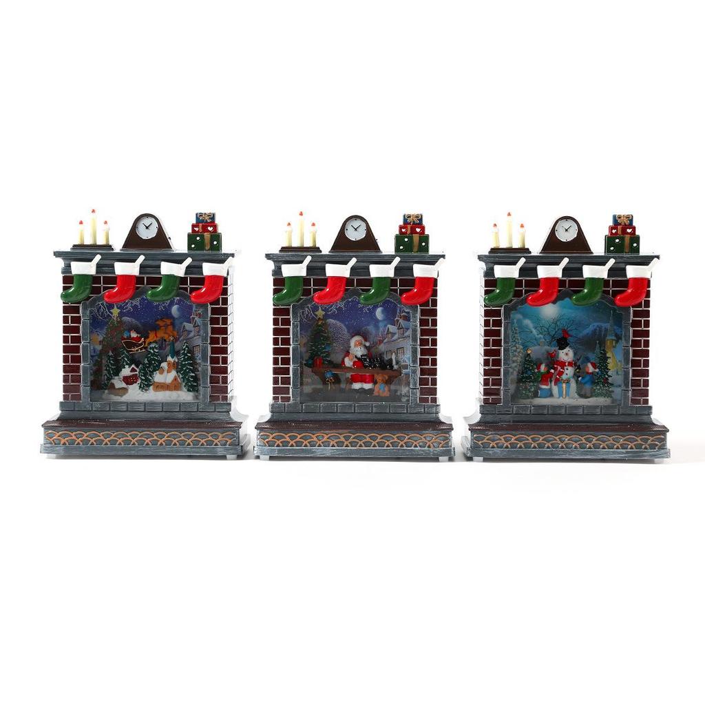 Creative Christmas Scene Music Box: Festive Fireplace Ornament Gift for All Ages