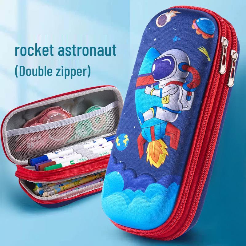 3D Cartoon Double-Layer Pencil Case for Kids - Large Capacity Zipper Bag for Boys and Girls