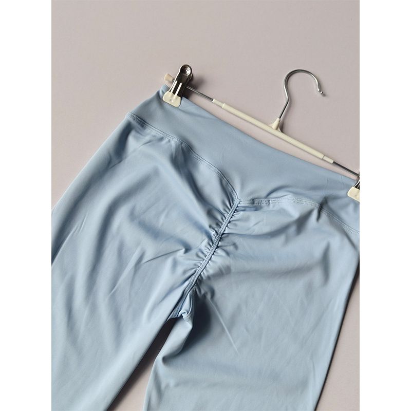 European and American Style Cross-Waist Sexy Ruched Peach Butt Flared Pants High Elasticity Quick-Dry Tight Fitness Pants Wide-Leg Yoga Pants