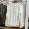 Men Women Long Sleeve Pullover T Shirt Waffle Knit Henley Neck
