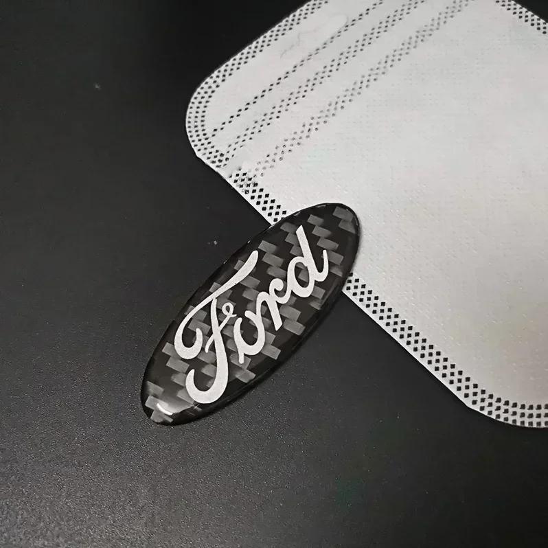 YSMJ1 Carbon Fiber for Ford Fiesta Kuga Mondeo Mk3 Escape Ecosport Edge Focus Ranger Roush Car Steering Wheel Stickers Emblem Logo