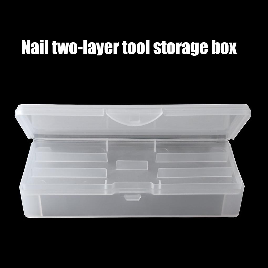Double-layer Art Tool Empty Storage Box Rectangle Tweezers Clippers Pens Polishing Buffer Files Plastic Container