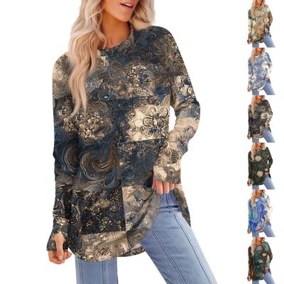 Damen Oversized Sweatshirt Grafik Pullover Langarm Übergroße Schulter Rundhals Shirt Tops Vintage Kleidung