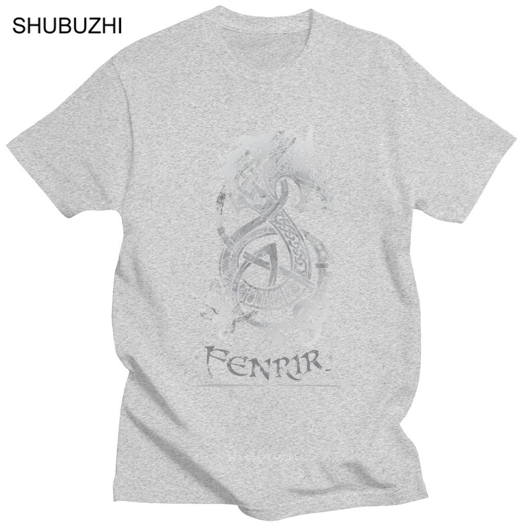 Loki Son Fenrir TShirt for Men Short Sleeved The  Wolf of Norse Mythology Printed Tee Preshrunk Cotton T shirt