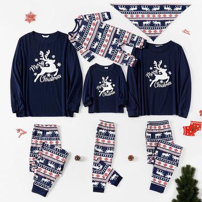 Langärmeliges Langhosen-Pyjama-Set Weihnachten Neuer Stil Weihnachten Bedruckt Eltern-Kind Hausoutfit-Set