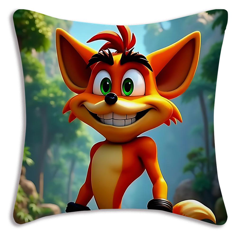 Cartoon Crashs B-Bandicoots Pillow Covers Cartoon Sofa Decorative Home Double-sided Printing Short Plush Cute Cushion Cover
