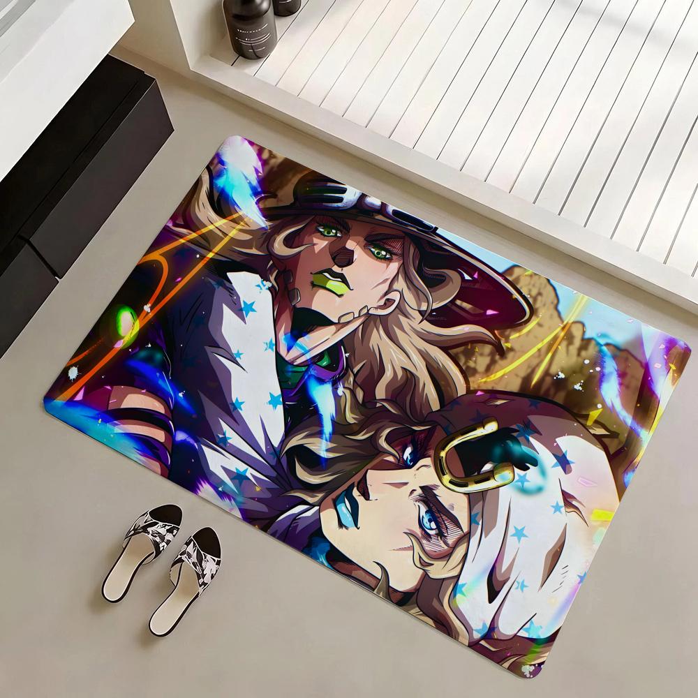 Anime A-J-J-JoJo B-Bizarre A-Adventure Floor Mat Eco Flannel Doormat Non-Slip Odorless Indoor Soft Short Plush Floor Rug