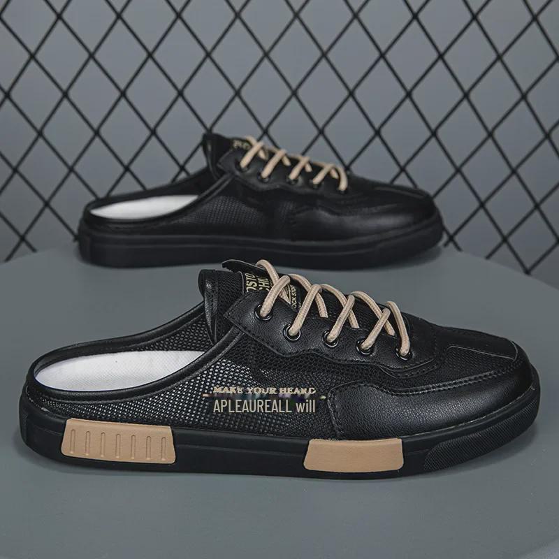 "Men's Summer Breathable Mesh Slip-On Sneakers: Trendy Closed-Toe Casual Shoes for Teens"