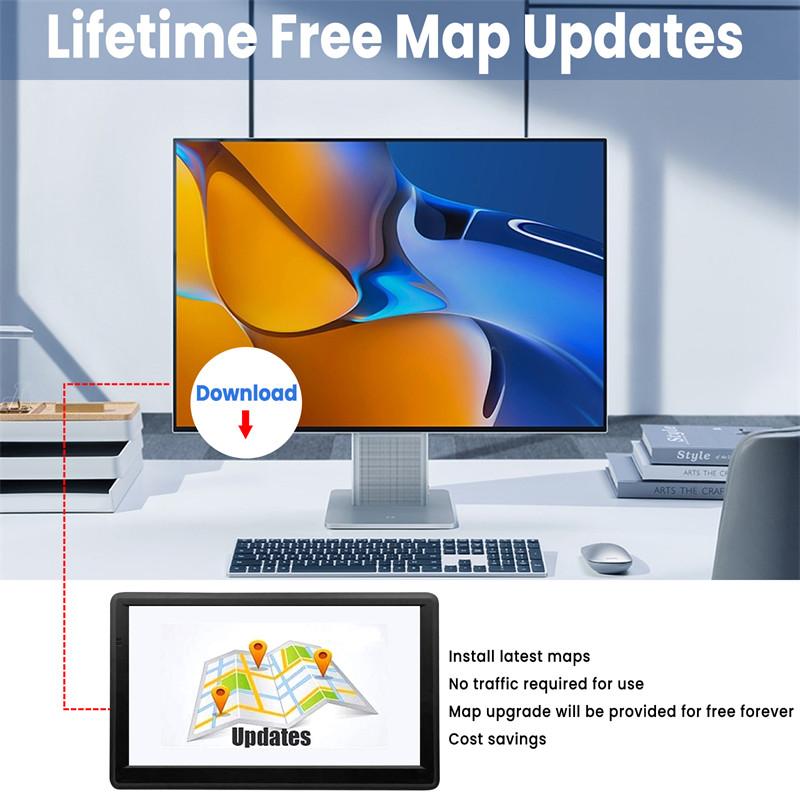 7 Zoll HD Touchscreen GPS Navigator Tragbarer LKW Sonnenschutz 3D Modus Sat Nav Auto GPS Navigation 256M+8G Europakarte GPS Navigator