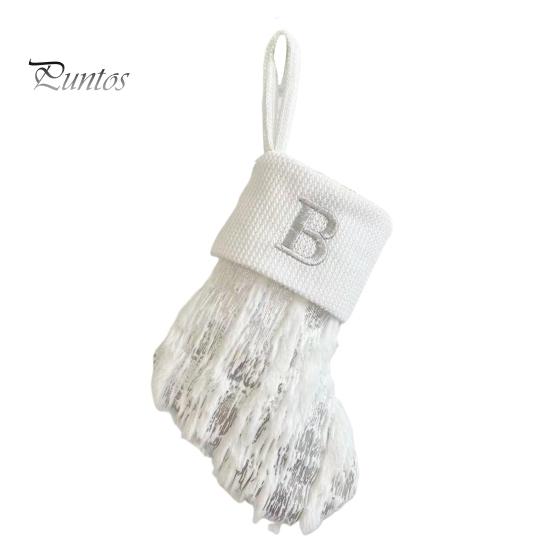 1ks vánoční bílá punčocha dopisní výšivka pletené ručně vyráběné opakovaně použitelné vánoční stromeček závěsný dárkový sáček punčochový přívěsek party sváteční dekorace