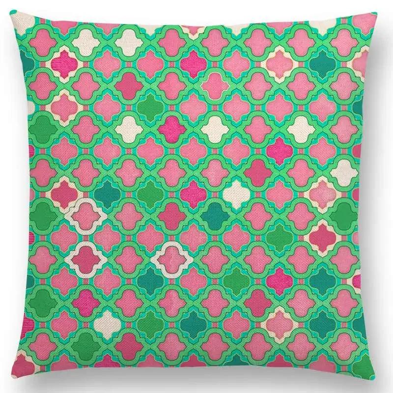 New Colorful Geometric Patterns Moroccan Lattice Mosaic Hexagon Stars Hearts Flowers Pretty Car Cushion Cover Sofa Throw Pillow