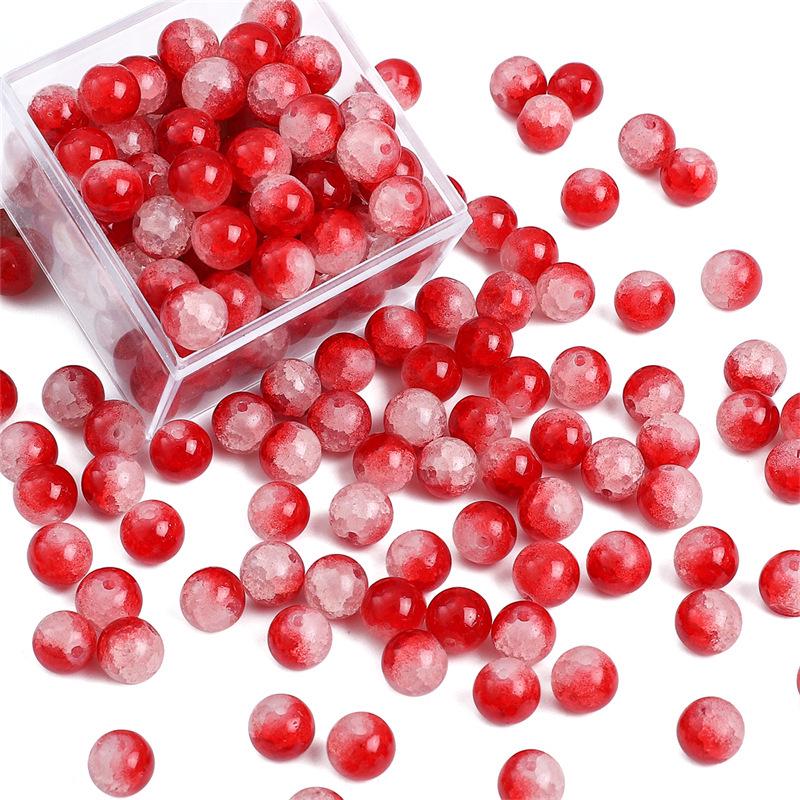 8/10mm Crackle Bicolor Glass Beads for DIY Jewelry