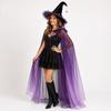 Ensemble Cape Chapeau de Sorcière Halloween avec Nœud en Satin Costume Cosplay Halloween Cape à Capuche Accessoire de Costume