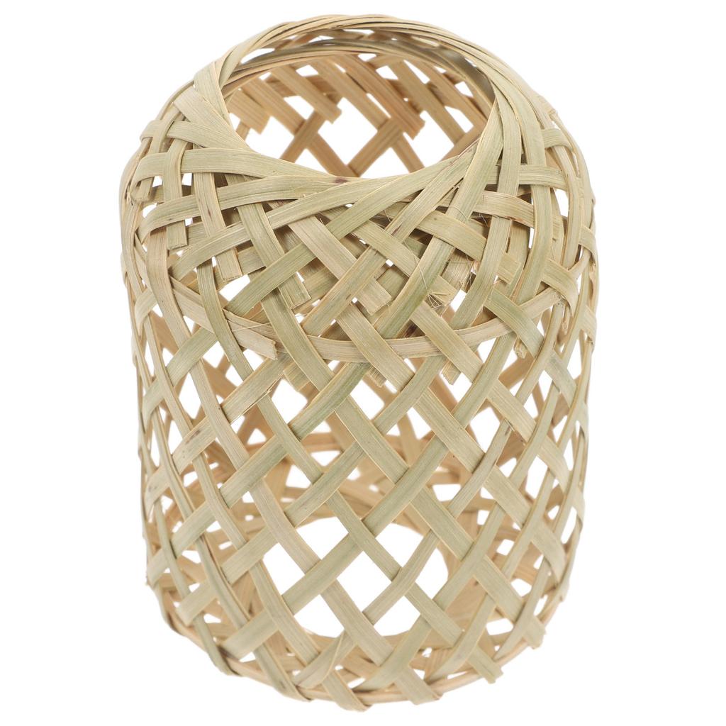 Bamboo Woven Lamp Shade Rustic Style Hanging Pendant Lamp Cover Soft Light Decoration for Home Cafe Restaurant Wedding