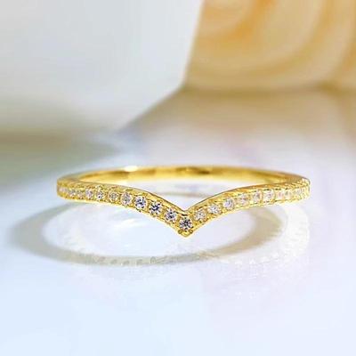 Eco-friendly Rhinestone V-shaped Ring for Women - Versatile, Stylish, and Sweet Hand Jewelry