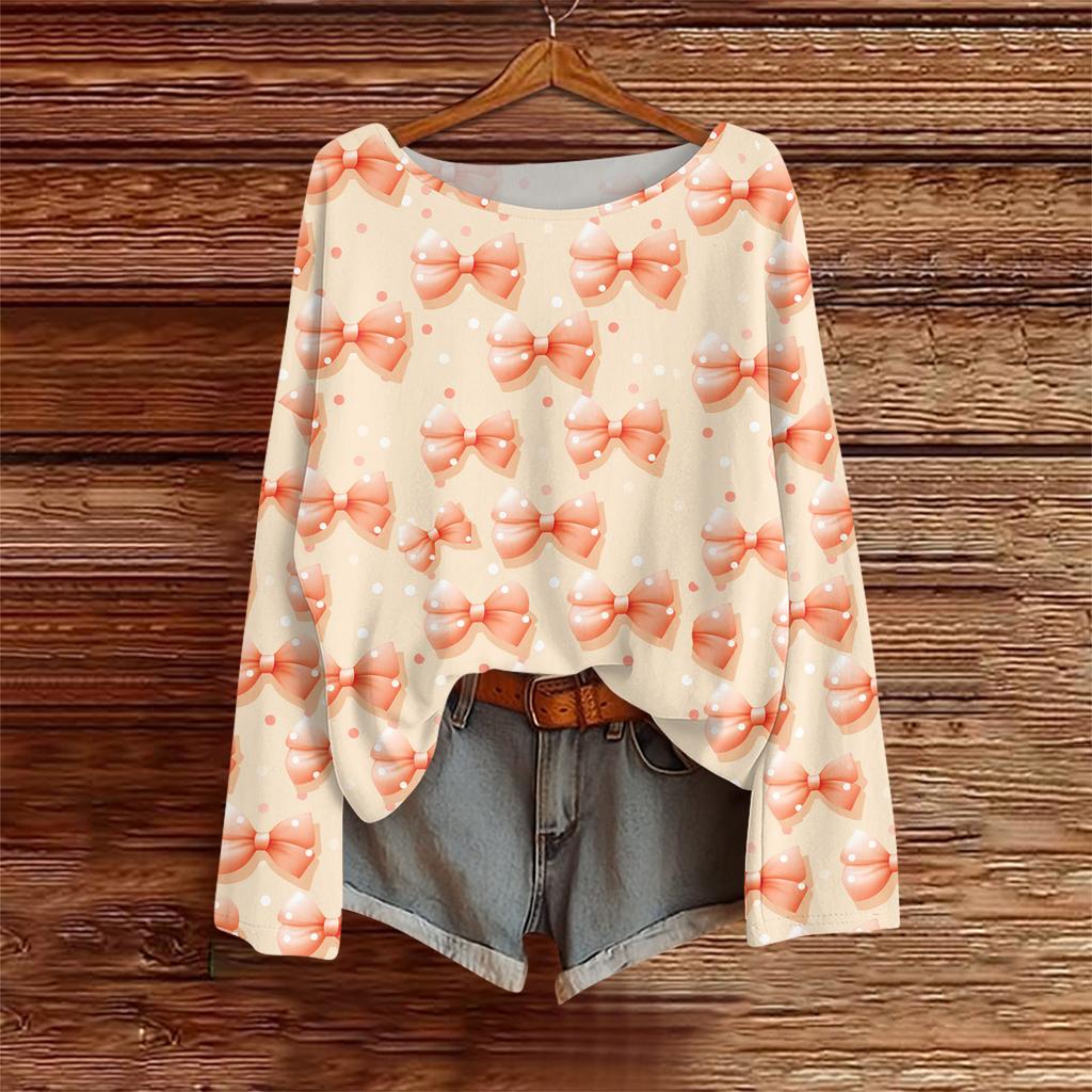 Long Sleeve Shirts For Women Printed Tees Blouses Casual Plus Size Basic Tops Pullover Casual Tunic Top Loose FitShirt