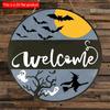 2d Flat 20*20cm, Popular Home Decoration Halloween Ghost, Wooden Circular Logo Creative Decorative Plaque, for Home, Kitchen, Garden, Bedroom, Bar