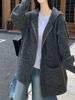 2026 Plus Size Women's Autumn Hooded Knit Sweater: Casual Long Sleeve, Loose Fit, Slimming Zipper Top