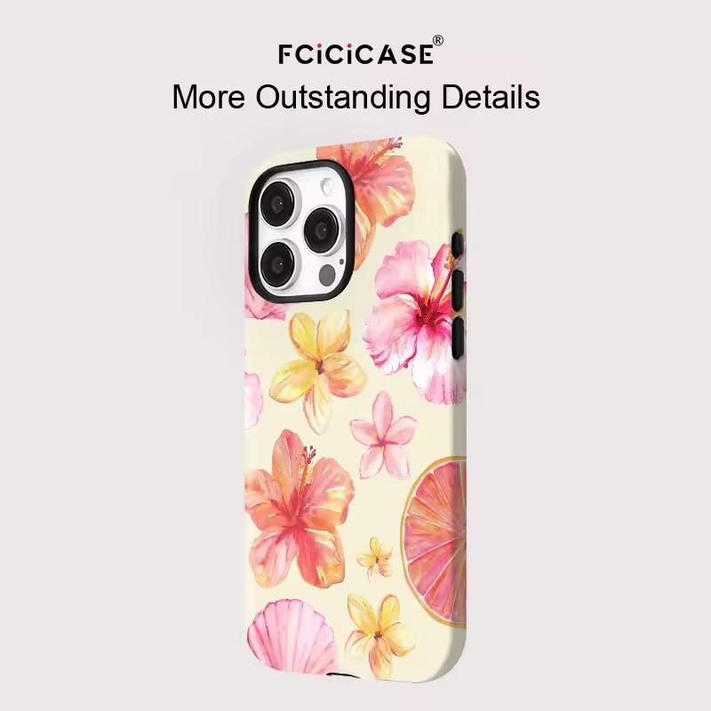 For Magsafe 2 in 1 Flower Pattern Case For iPhone 17 Air 11 12 Pro 13 14 Plus 15 16 Pro Max Luxury Magnetic Shockproof Phone Cover