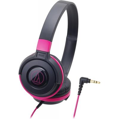 Auriculares Audio-Technica Ath S100 BPK con cable para monitorización de calles, portátiles, supraurales, color negro y rosa, sin micrófono y control remoto.