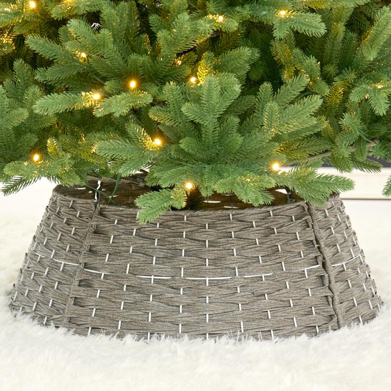 Woven Rattan Christmas Tree Skirt & Base Decoration