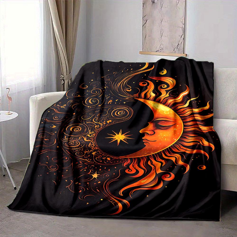 1pc Sun Moon Symbol Blanket - Lightweight Flannel Fleece with Digital Printing, Soft Warm for Sofa, Travel, Camping, Office yy251018262