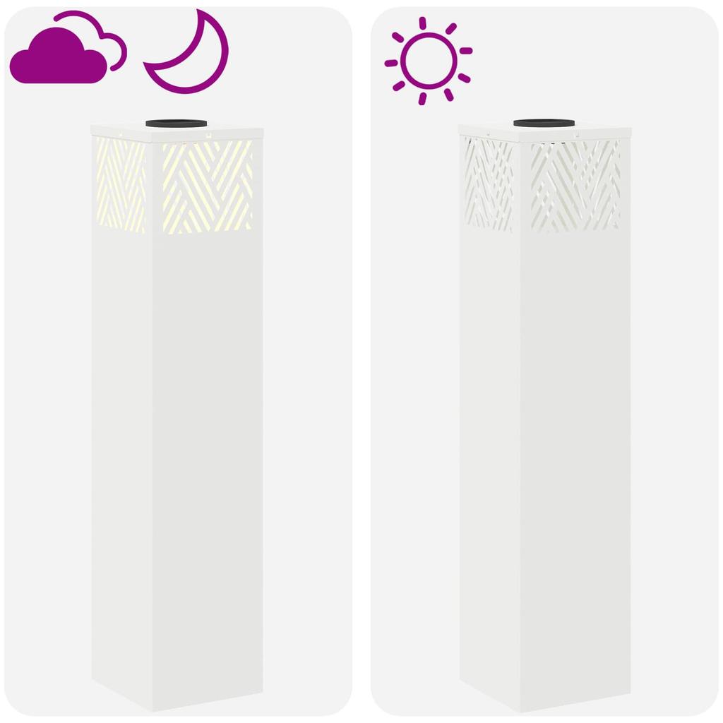 Solar LED Path Light 2 Pcs White Cold Rolled Steel