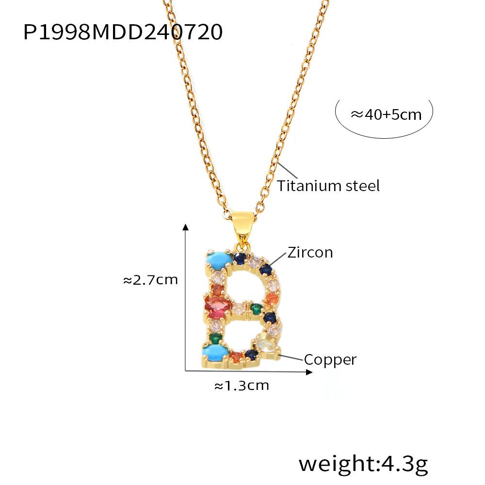Zircon colorat cu microincrustație de cupru 26 de litere englezești, pandantiv individual personalizat, nișă, lanț clavicular hip-hop