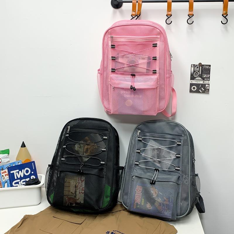 Schoolbag New Fashion Sports Beach Backpack Transparent Fashion Temperament Backpack Junior High School Student Large Capacity Student School Bag