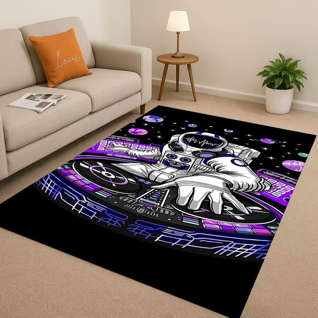 3D Cartoon Astronaut Spaceman Planet Living Room Non Slip Area Rug Carpet for Bedroom Playroom Sofa,Home Decor Doormat Christmas