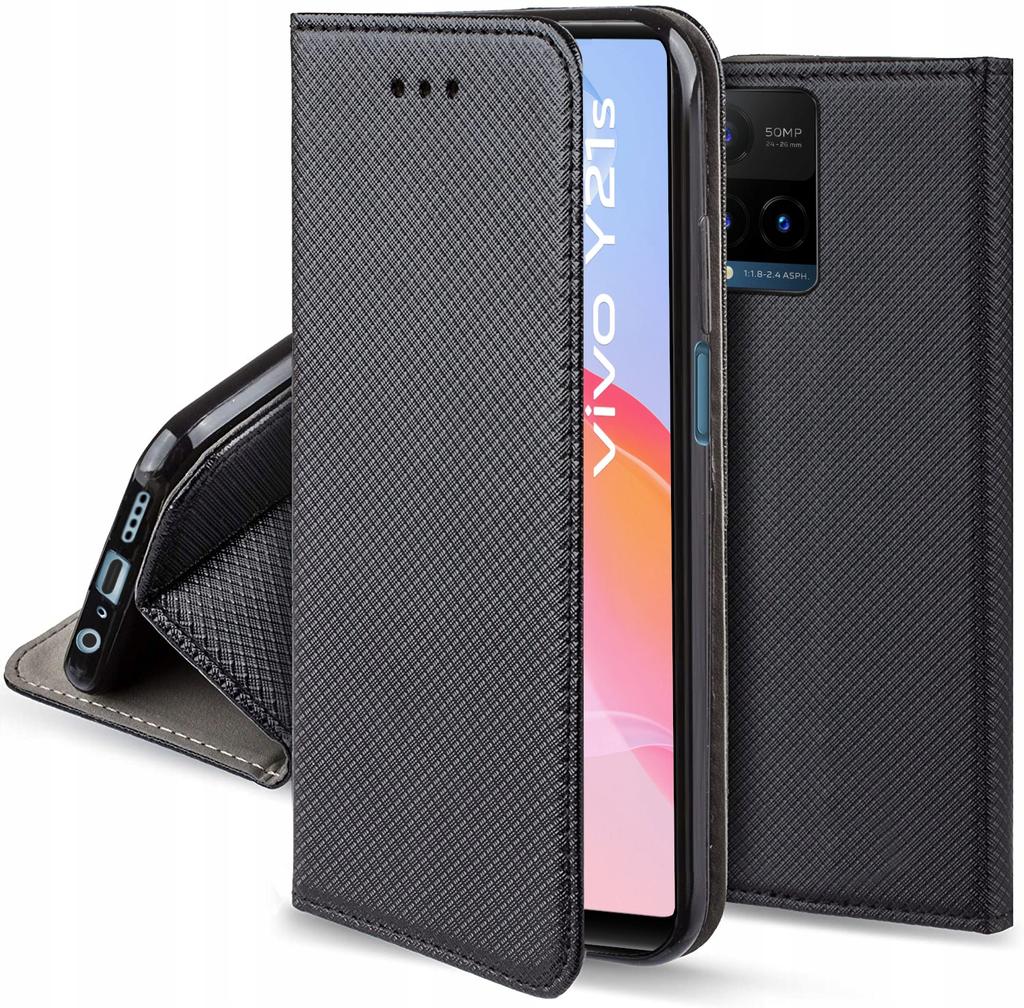 Case for VIVO Y21, Y21S and Y33S SMART MAGNET BLACK BOOK + GLASS