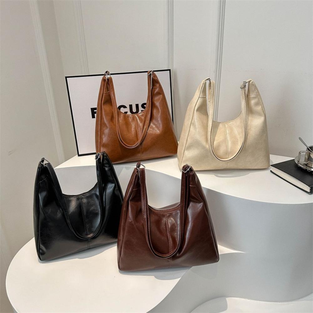 

Large Capacity Hobo Bag Soft Leather Women Crossbody Bag Simple Shoulder Bag Girl хакі