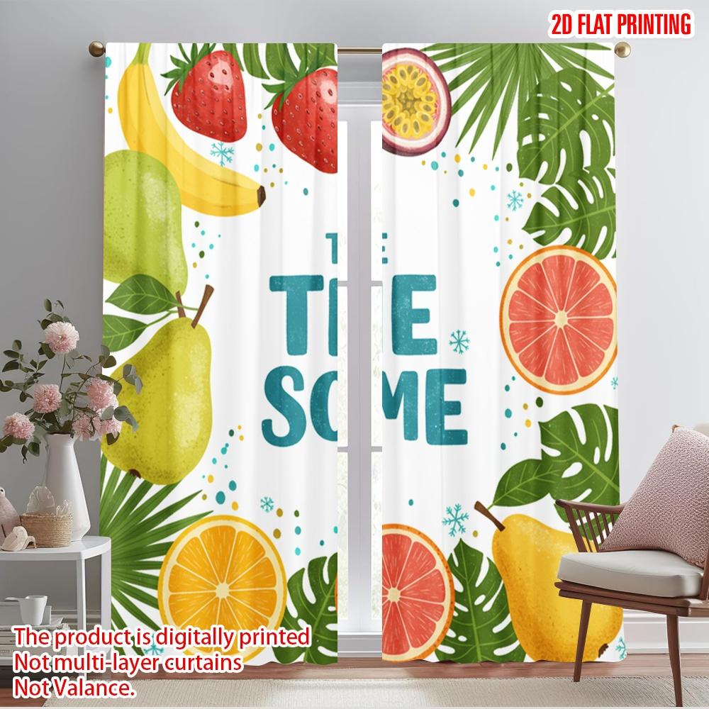 

2pcs 2D flat printing Window Drapes Summer Fruits 100% Polyester Fabric Without Electricity Seasonal Party & Holiday Decor 52.50×116.00 CM 2pcs