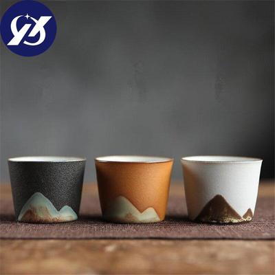 Tazas de té de cerámica de montaña pintadas a mano Cerámica gruesa Juego de té Kung Fu chino Vajilla hecha a mano