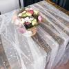 1pc Cake Photography Backdrop, Soft Tulle Curtain Fabric, Faux Pearl Organza Dessert Table Cloth, Fairy Style White Lace Background Prop