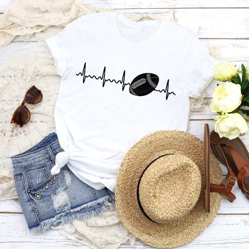 Fashion Women T-Shirts Graphic Baseball Basketball Heartbeat Tops Femme Tshirt Harajuku Summer O-Neck Casual Tee Ladies Clothing