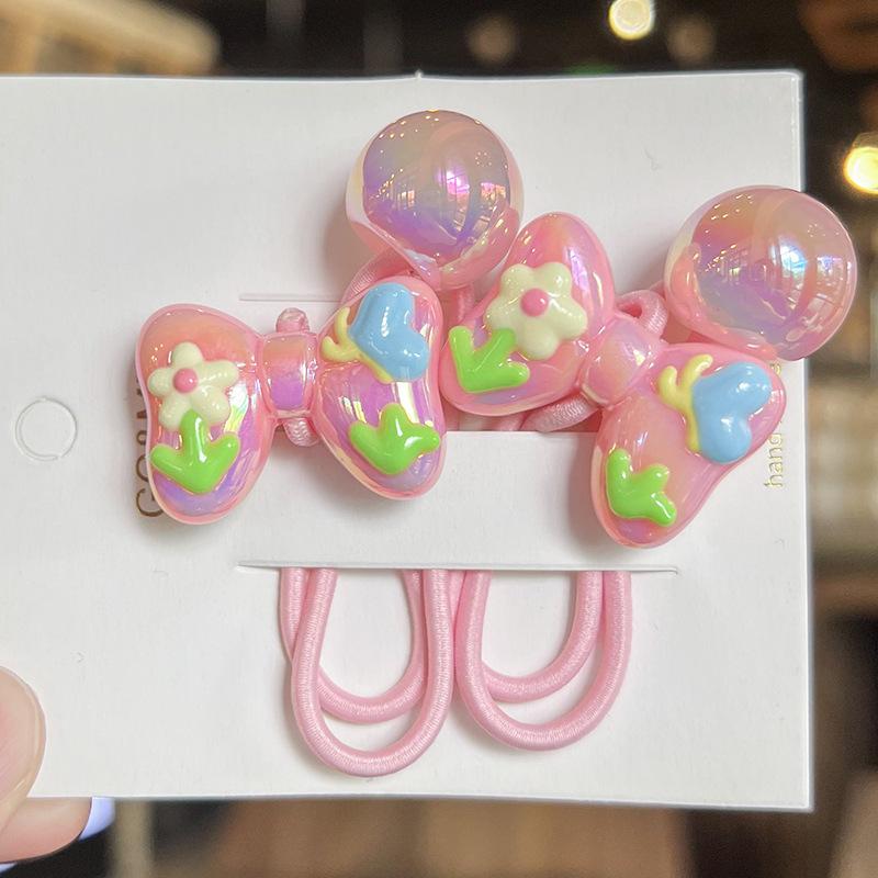 1 Pair  New Cute Hand Drawn Graffiti Bow Princess Headwear Kids Elastic Hair Bands Children Hair Ropes Girls Hair Accessories
