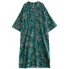 Women's Early Fall Floral Print Neck Maxi Dress Vacation-Ready Boho Chic Loose Fit Linen Blend for Comfort