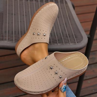Pantoufles d'été à plateforme légère et ajourée pour femmes, chaussures de plage d'extérieur, mules confortables à enfiler, sandales, claquettes pour femmes