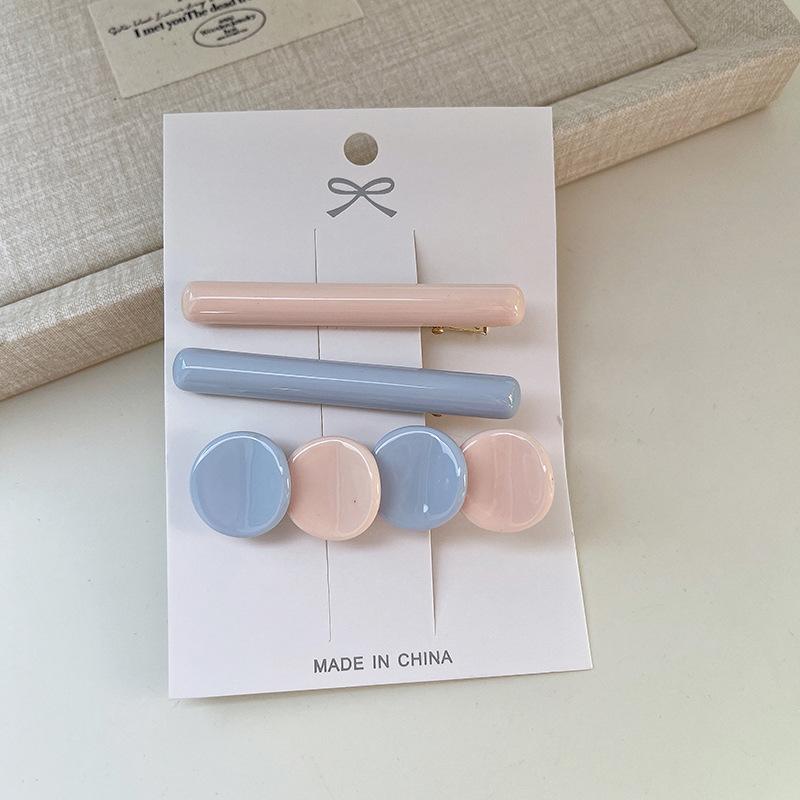 Ins  Colorful Round Three-Piece Set Hairpin Fashion Simple Temperament Female Bangs Side Hairpin Hair Accessories