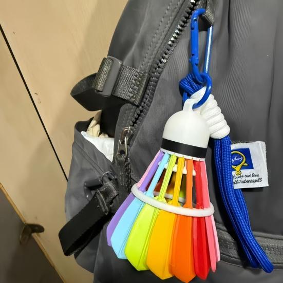 Badminton Ornament 3D Printed Shuttlecock Key Chain with Handcrafted Finishing Rainbow Color Backpack Desk Decor