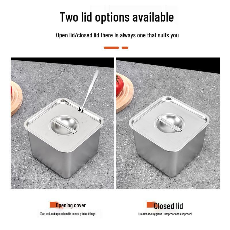 Lard-Flavored Stainless Steel Square Seasoning Box with Lid