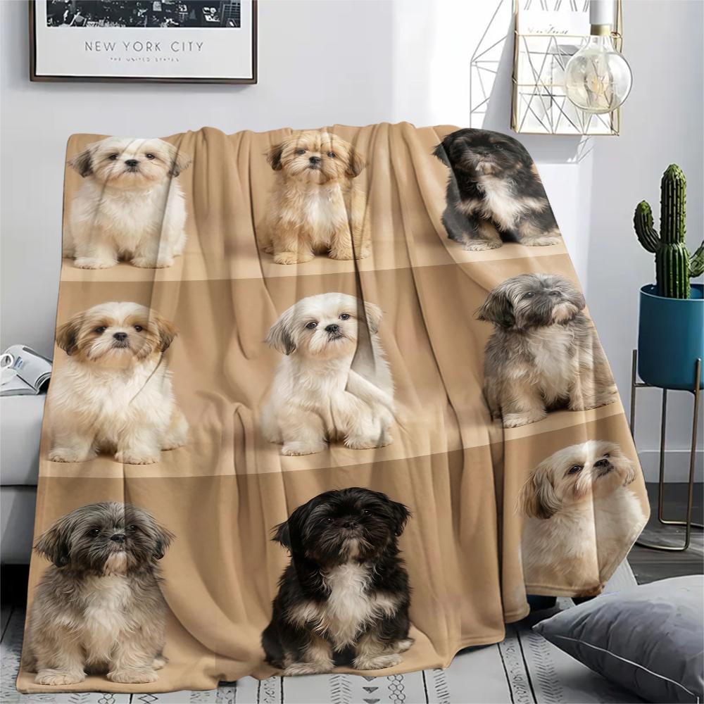 Cute puppy and kitten ID photoPrint Flannel Blanket,High quality Comfortable for All Seasons,Home Decor,Warmth and Comfort,Perfect for Christmas Gifts