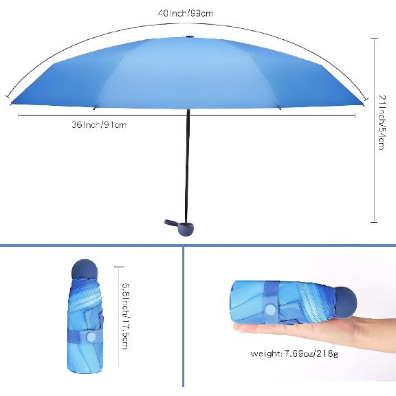TIME LOVER Compact Travel Umbrella - Portable Mini Folding Umbrella with UV Protection for Rain, Girls and Women