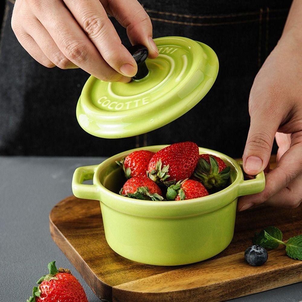 Anti-scalding Steamed Egg Bowl Hanging Ears Mini Casserole with Lids  Salt/Sugar