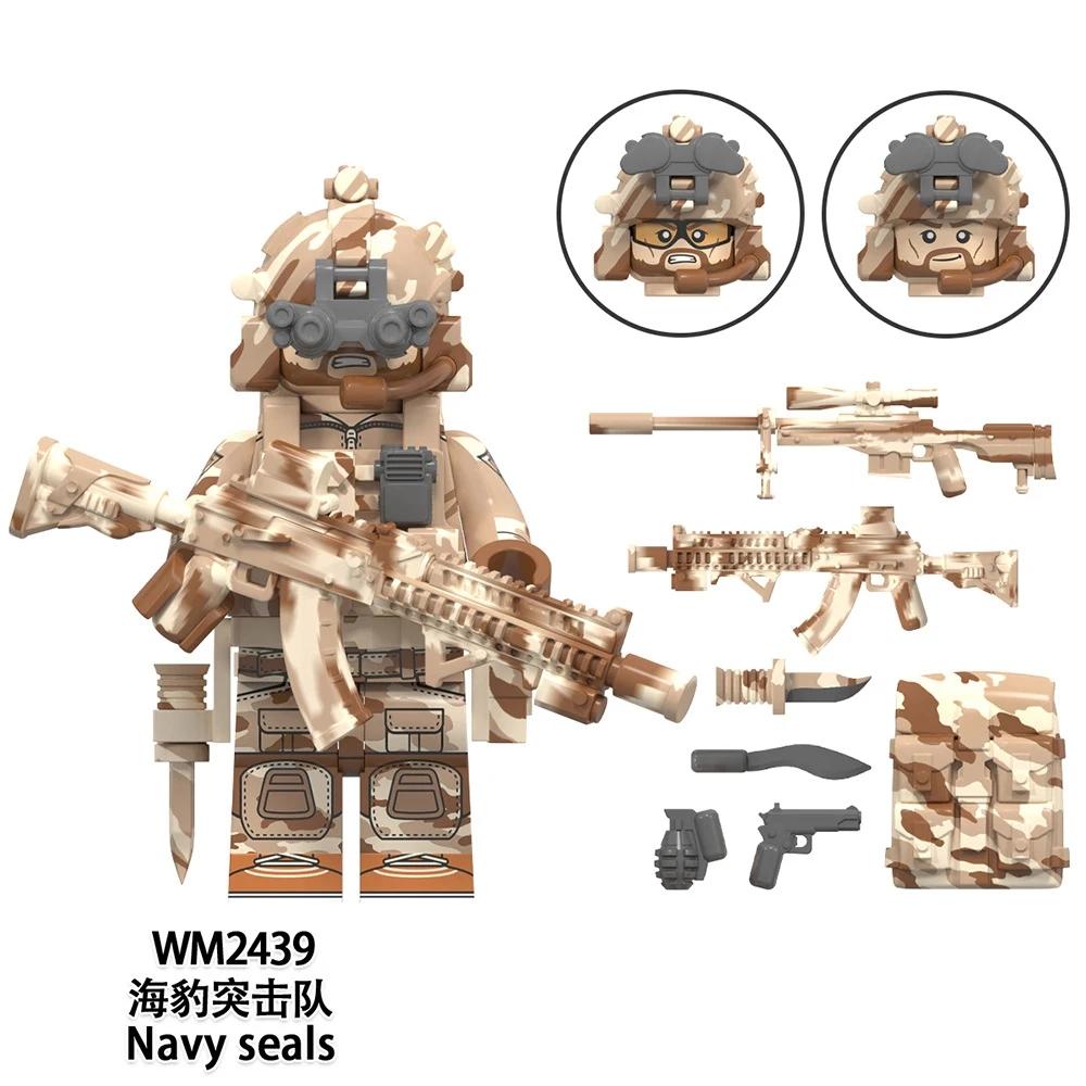 Wm6147 Ww2 Military Special Forces Weapons Soldier Ksk Alpha Snow Leopard Navy Seals Dleta Figura Model Toy For Kidss