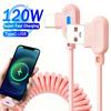 Federzug Teleskopkabel 120W 6A USB zu Typ-C-Kabel Super-Schnellladekabel für Xiaomi Samsung Huawei USB-C-Kabel 1M/1,5M