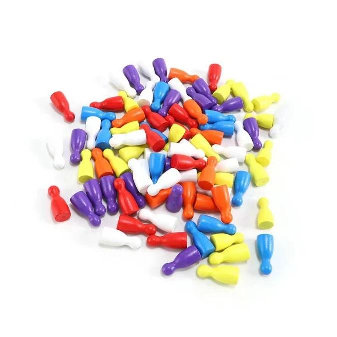 100 Pcs Colorful Wooden Chess Markers 24x12mm Board Game Tokens Marking Pieces for Strategy Games