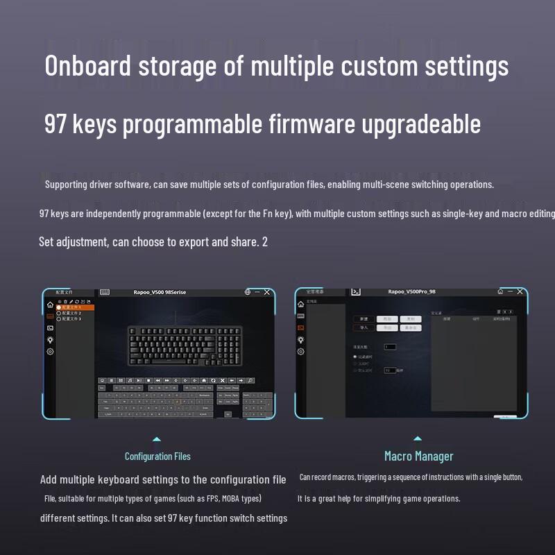 Rapoo V500PRO-98 Upgrade 98-Key Wired RGB Mechanical Keyboard