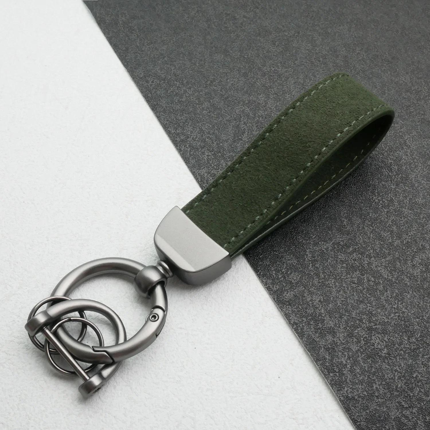 

Custom Laser Carving Logo Name Keyring Car Moto Metal Key Ring Chain Personality Luxury Fur Leather Keychain Pendant Gift Custom One-sided зелёный